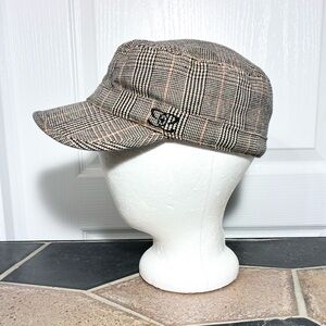 Y2K Ezekiel Glen Plaid Cadet Cap Vintage Brown Tan Women’s M/L